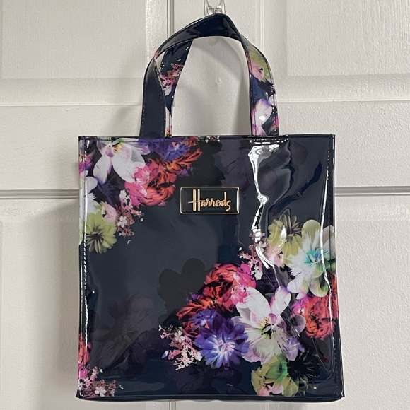 Harrods Bags Harrods Navy Floral Small Tote 95 X 9 34 Poshmark